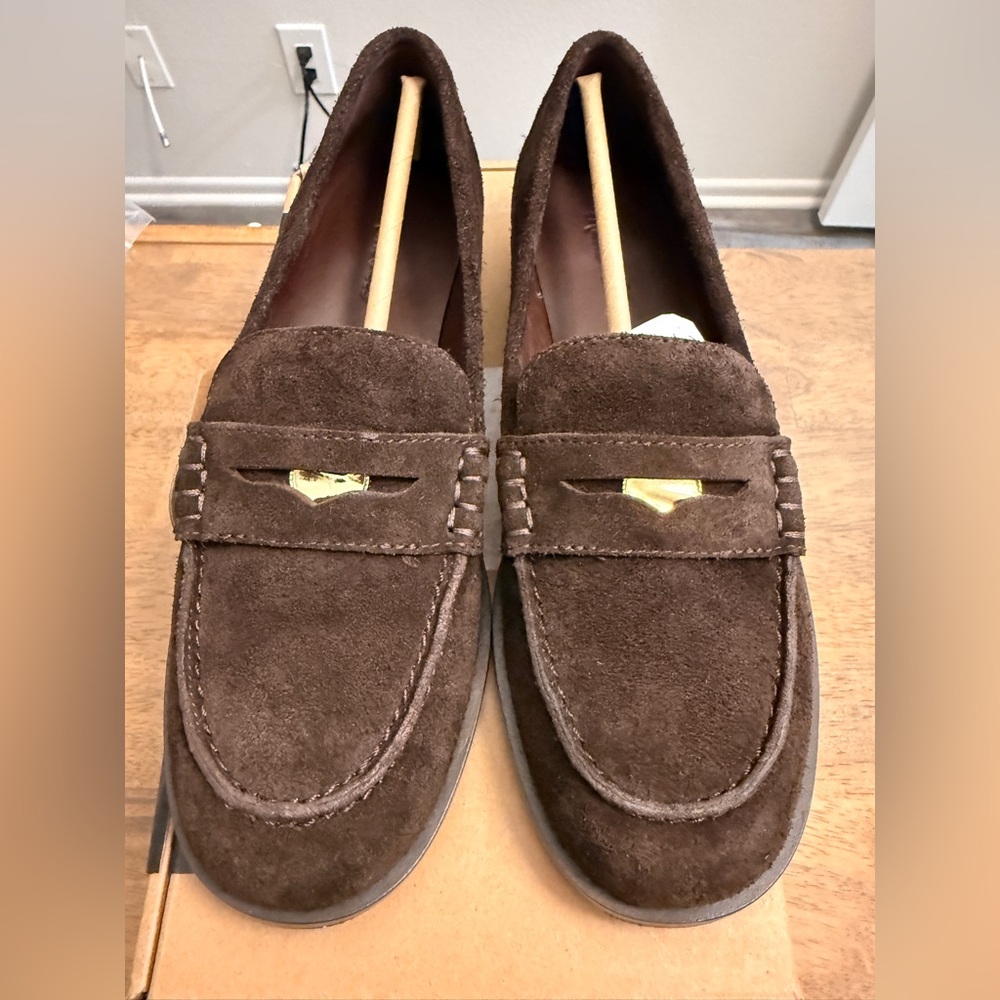 Madewell The Grayson Penny Loafer in Suede (Dark Carob)